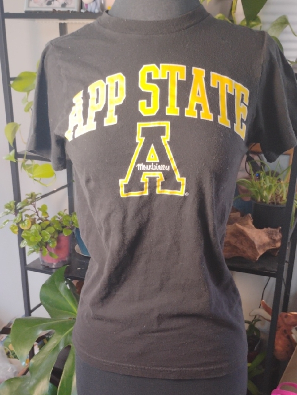 App State Black Short Sleeve Tee with Yellow Logo